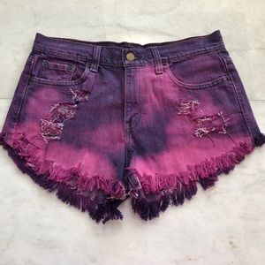Hippy Chic Distressed Levi Tie Dye Shorts